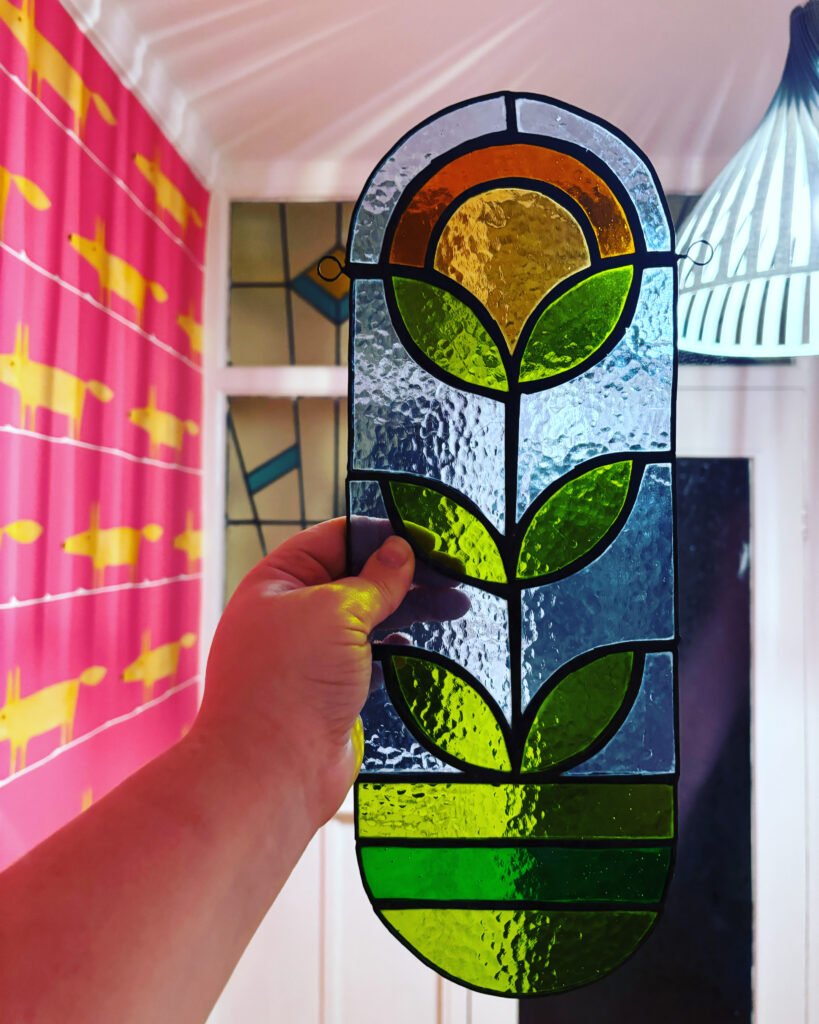 Stained glass window of a flower