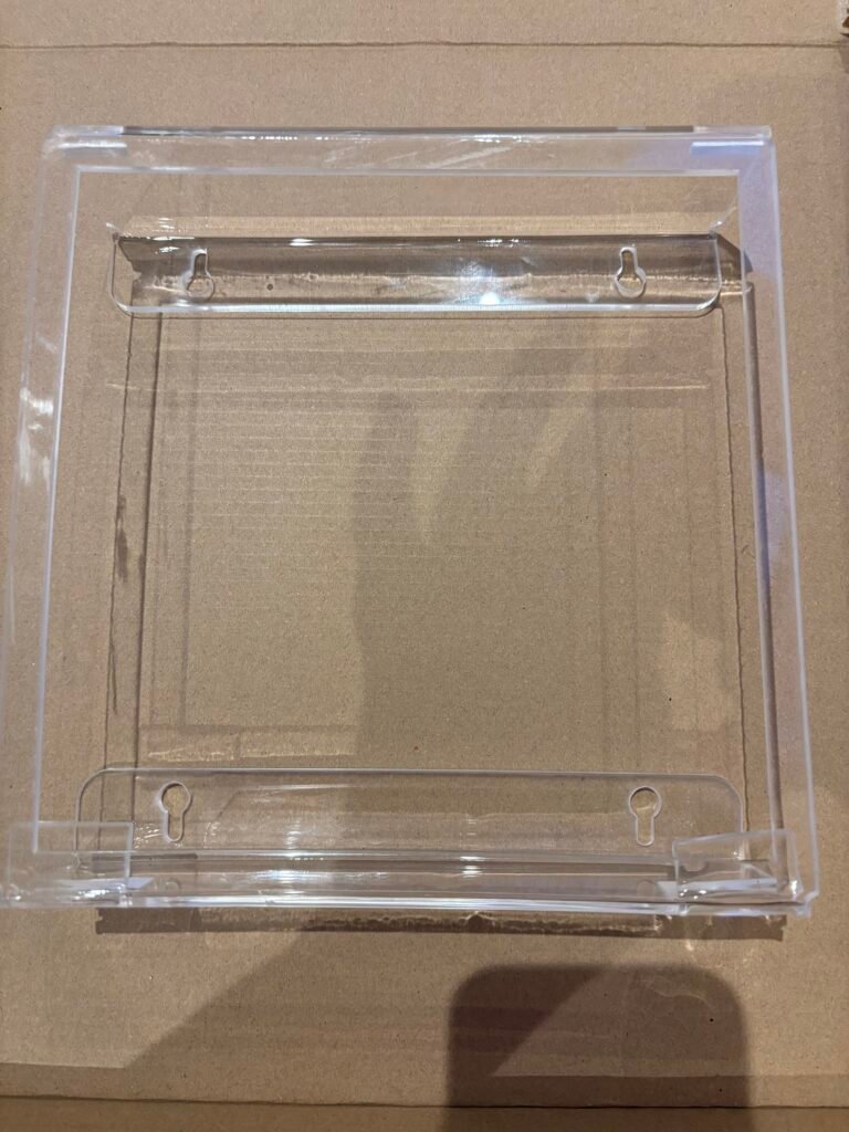 the clear perspex from the previous image, now bent into a 3D shape